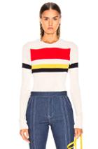 Victoria Beckham Long Sleeve Stripe Top In Neutral,stripes