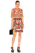 Dolce & Gabbana Printed Textured Cotton Dress In Abstract,floral,red