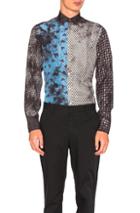 Lanvin Over Dyed Slim Shirt In Floral,ombre & Tie Dye,gray,blue,abstract