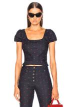 Miaou Kelly Top In Blue,floral,denim Dark
