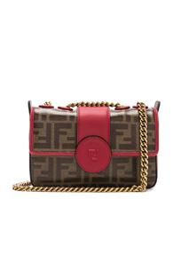 Fendi Mini Logo Print Double F In Brown,red