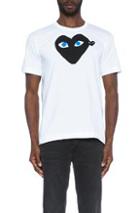 Comme Des Garcons Play Blue Eyes Black Emblem Cotton Tee In White