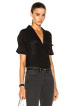 Frame Denim Mixed Shawl Collar Shirt In Black