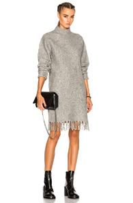 T By Alexander Wang Fringe Hem Dress In Gray