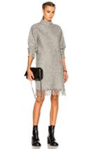 T By Alexander Wang Fringe Hem Dress In Gray
