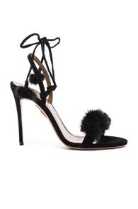 Aquazzura Suede Wild Russian Heels With Mink Fur In Black