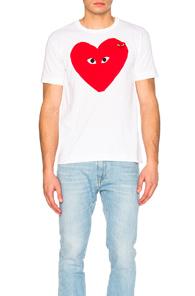 Comme Des Garcons Play Large Heart Tee In White