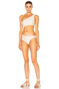 Adriana Degreas Elephant Buckle One Shoulder Swimsuit In White