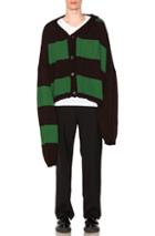 Raf Simons Disturbed Striped Cardigan In Brown,green,stripes