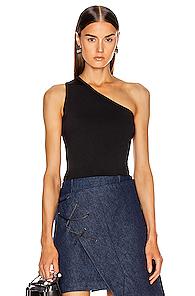 Helmut Lang Asymmetric Seamless Tank Top In Black