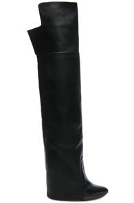 Givenchy Leather Newton Over The Knee Wedge Boots In Black