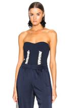 Jonathan Simkhai Lace Up Stretch Crepe Bodysuit In Blue