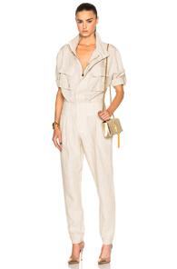 Alexandre Vauthier Linen Jumpsuit In Neutrals