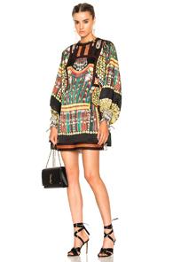 Etro Liquorice Mini Dress In Abstract,green,purple,red,yellow