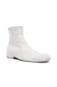 Maison Margiela Handmade Chalk Effect Suede Boots In White