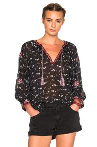 Ulla Johnson Lida Floral Georgette Blouse In Blue,floral