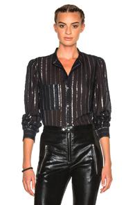 Isabel Marant Etoile Samson Lurex Cotton Top In Black,stripes,metallics