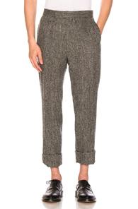 Thom Browne Classic Backstrap Herringbone Tweed Trousers In Gray