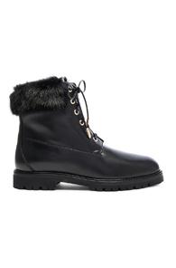 Aquazzura Leather Heilbrunner Boots With Mink Fur In Black