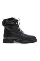 Aquazzura Leather Heilbrunner Boots With Mink Fur In Black