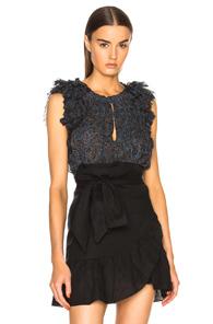 Isabel Marant Etoile Erell Printed Chiffon Silk Blouse In Blue,geometric Print