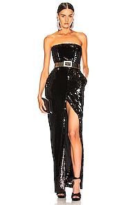 Alexandre Vauthier Strapless Sequin Gown In Black