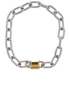 Alexander Wang Double Lock Necklace In Metallics