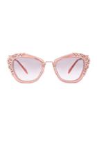 Miu Miu Embellished Cat Eye Sunglasses In Pink,metallics