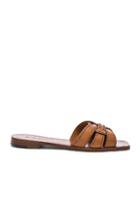 Saint Laurent Studded Leather Nu Pieds Slides In Brown