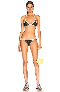 Fendi Logo Bikini Swim Set In Brown,white