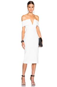 Nicholas Shoulder Band V Dress In White