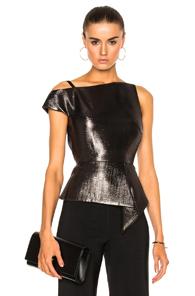 Roland Mouret Holmas Lame Jacquard Top In Gray,metallics