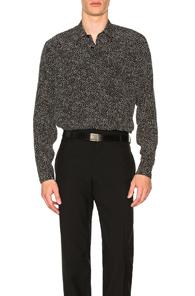 Saint Laurent Crepe De Chine Flakes Shirt In Black,geometric Print
