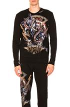 Balmain Panther Print Side Zip Crewneck In Black