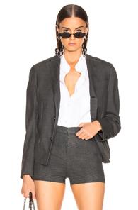 R13 Tucked Boyfriend Blazer In Gray,plaid