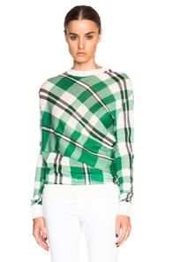 Stella Mccartney Solid Check Sweater In Green,checkered & Plaid