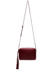 Saint Laurent Medium Logo Embossed Lou Satchel In Red
