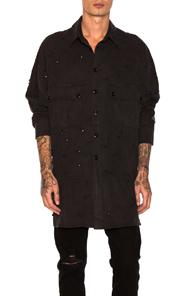 Faith Connexion Strass Twill Shirt In Black