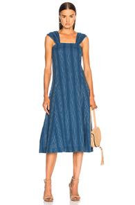 The Great Sundown Dress In Blue,stripes