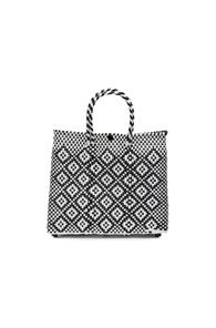 Truss Small Crossbody Tote In Black,white,checkered & Plaid