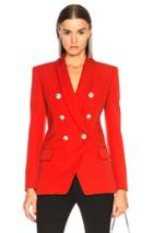 Balmain Oversized Double Breasted Blazer In Red