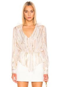 Iro Treasure Top In Metallic,stripes,white