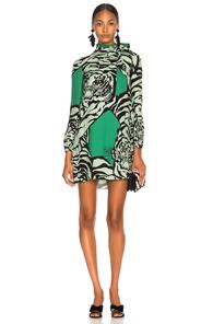 Valentino Georgette Tiger Print Dress In Abstract,green
