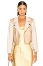 Ganni Angela Leather Jacket In Neutral