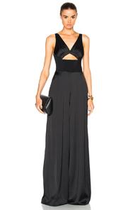 David Koma Ruched Bra Wide Trouser Jumpsuit In Black
