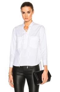 Veronica Beard Harper Lace Up Top In White