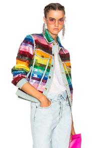 Ashish Sequin Jacket In Blue,green,orange,red,pink,purple,stripes