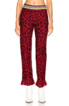 Alanui Animalier Jacquard Knit Fringe Trim Pants In Animal Print,red,stripes