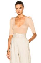 Ryan Roche Bodysuit With Structured Puff Sleeves In Neutrals