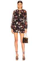 Nicholas Floral Cascade Ruched Dress In Black,floral,red